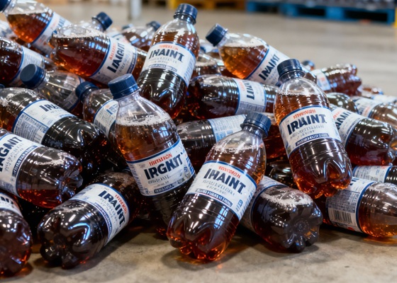 Botellas de bebidas acumuladas