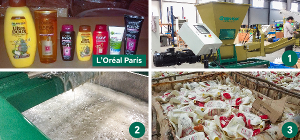 Reciclaje de botellas de champú de L'Oréal Paris